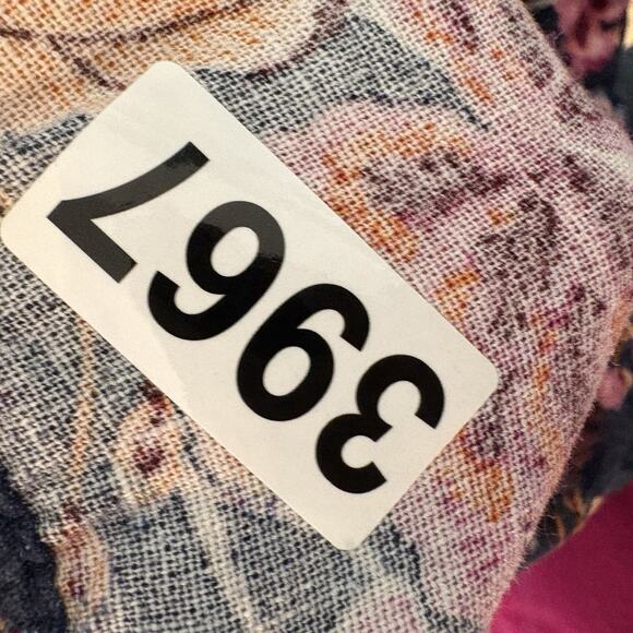 Boho Bloomcore Dress Women Small Navy Linen Blend Sundress Tiered Midi Pockets - Picture 15 of 15